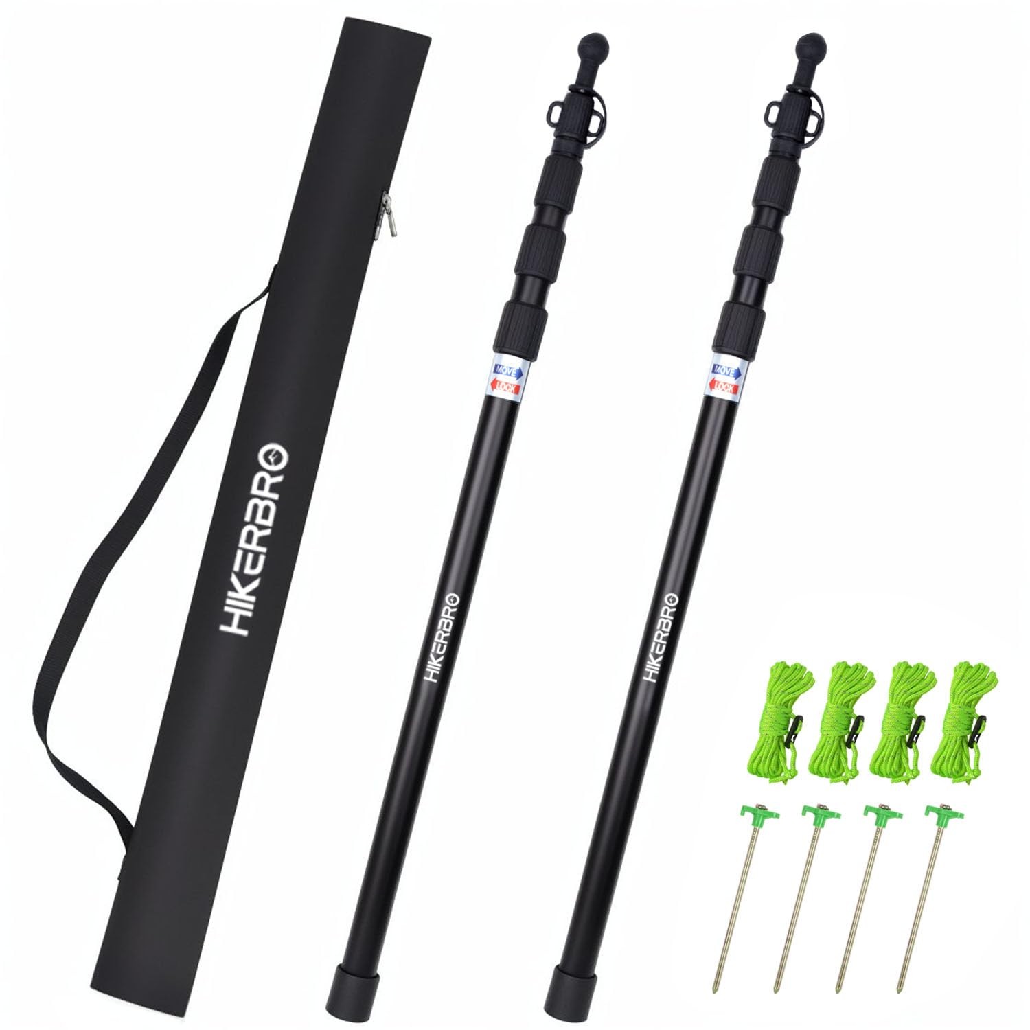 HIKERBRO Telescoping Tarp Poles, Up To 7.7ft Aluminum Tent Poles for Tarp wit...