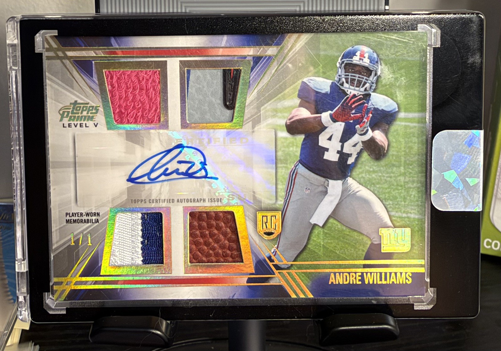 2014 Topps Prime Autographed Quad Relics Level 5 #PVAW Andre Williams 1/1 2014 Topps Prime Autographed Quad Relics Level 5 #PVAW Andre Williams 1/1