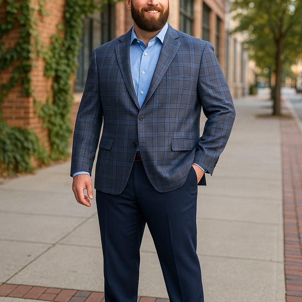 Coppley Reda Sport Coat Mens Size 53 R Navy & Gray Plaid S130\'s Wool Jacket $895