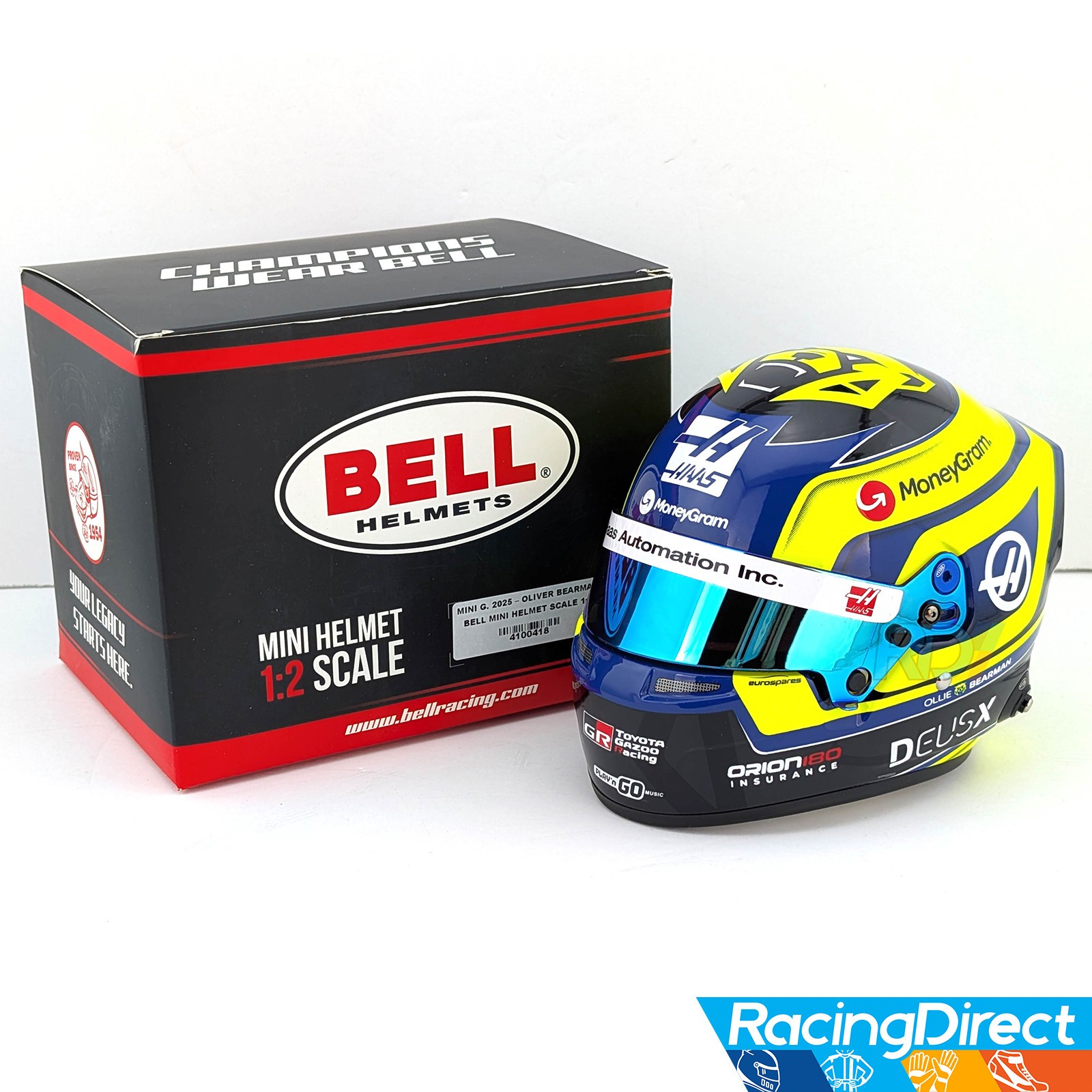 2025 Oliver Bearman Mini Helmet - 1:2 Scale Bell HAAS F1 Helmet - Model 4100418 2025 Oliver Bearman Mini Helmet - 1:2 Scale Bell HAAS F1 Helmet - Model 4100418