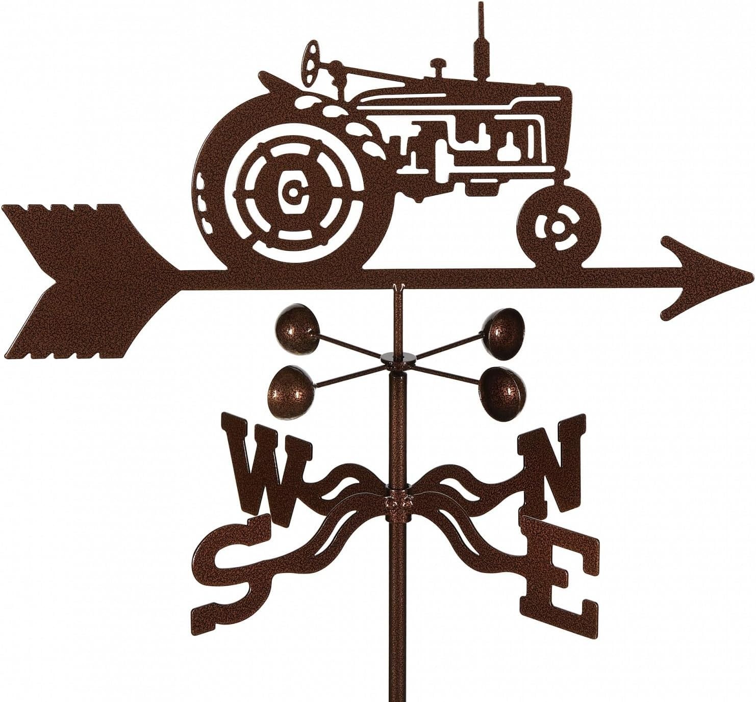 Classic 1940\'s Farm Tractor Weathervane — Roof Mount, Wind Cups, Antique Copper