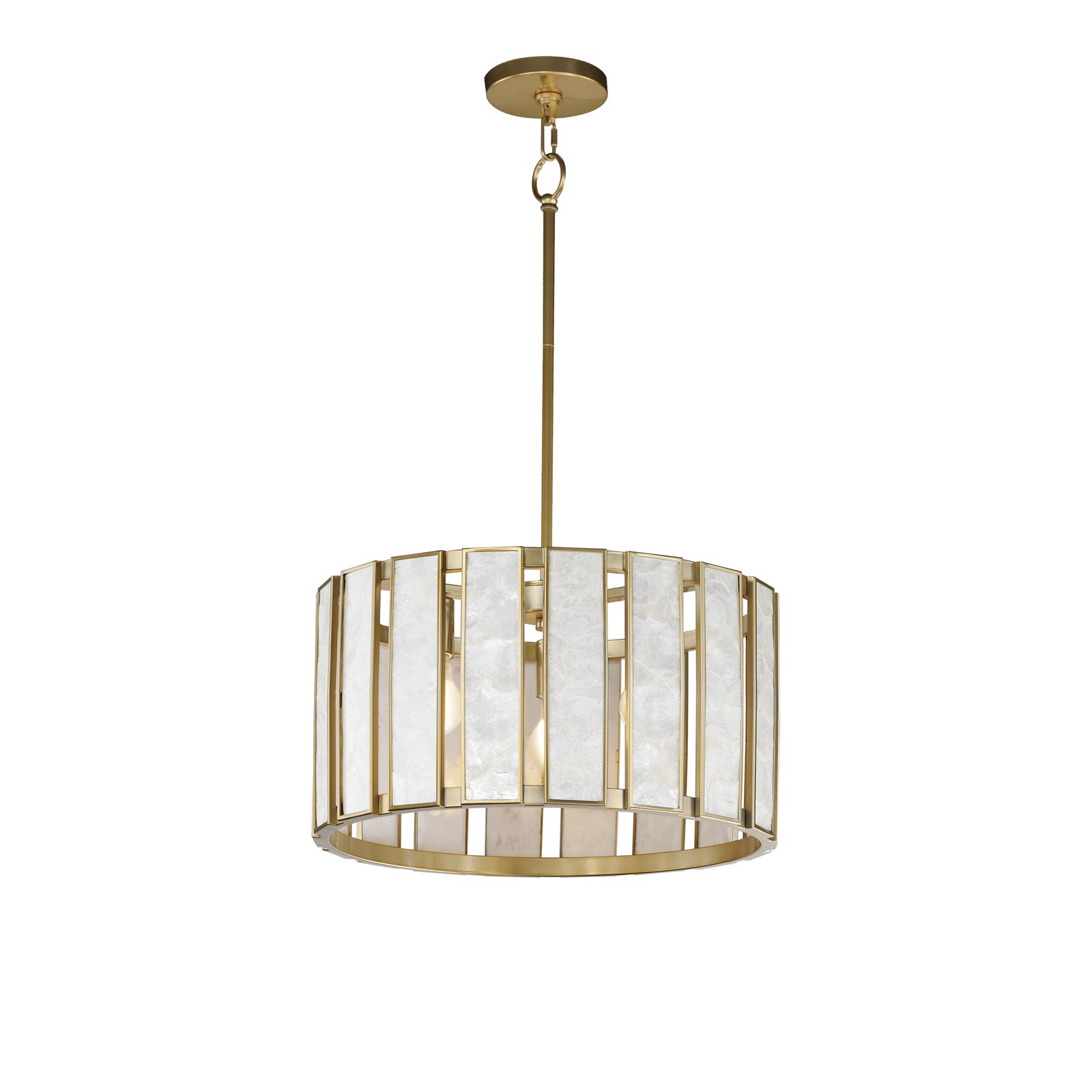 Maxim 12803CZNAB Miramar 3 Light Pendant-Capiz Natural Aged Brass