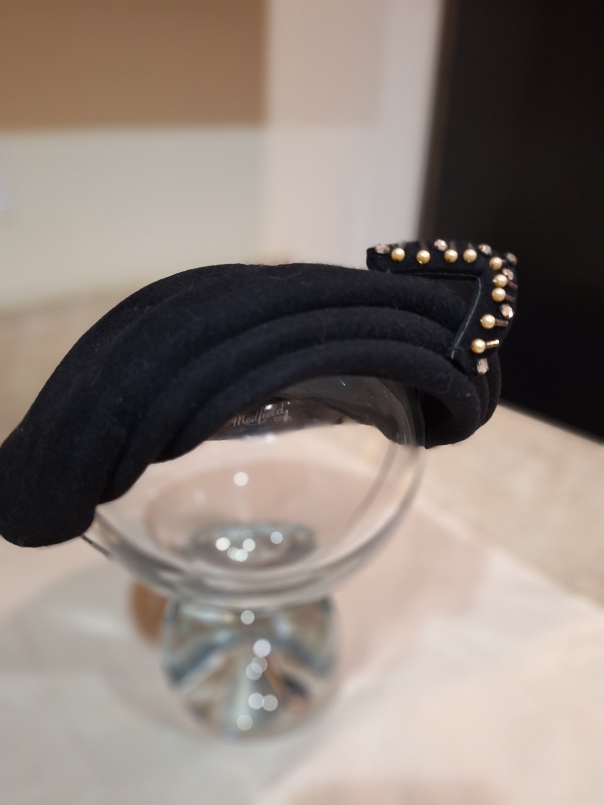 Vintage 1940s Peachbloom Velour Merrimac Black Fur Felt Hat 
