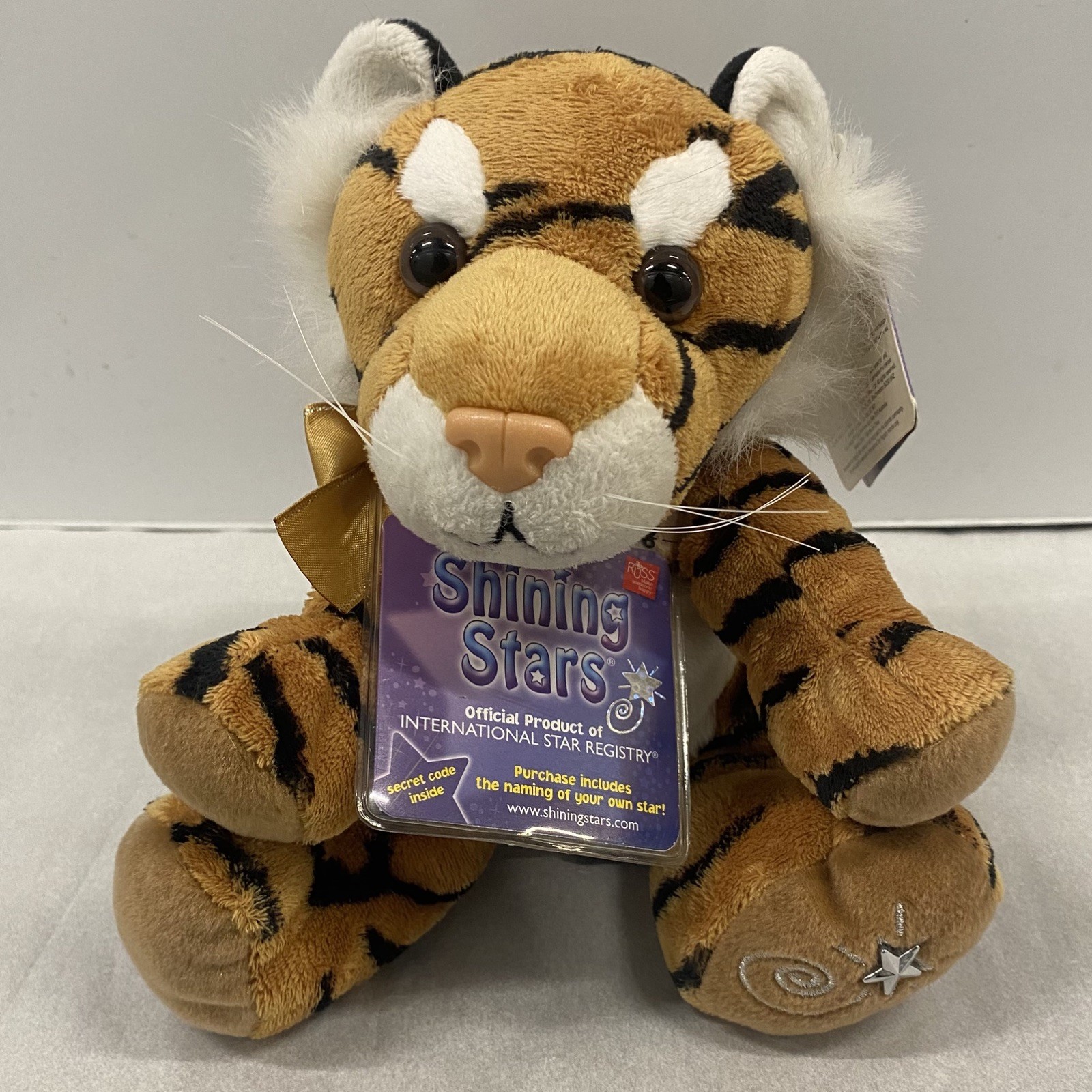 Russ Berrie Shining Stars Tiger Plush with New Sealed Code to Name Your Own Star