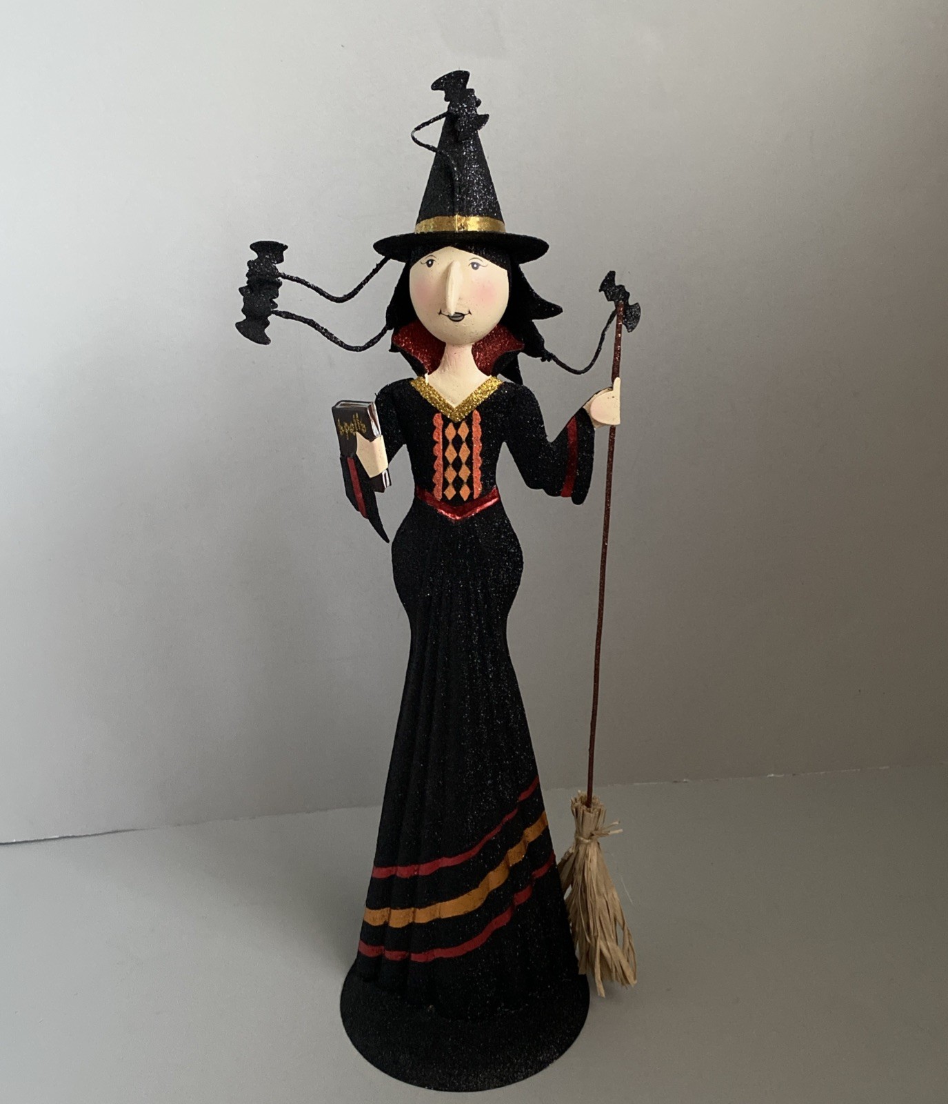 Pier 1 Vintage WITCH Metal Figure - Glitter - HALLOWEEN Decor
