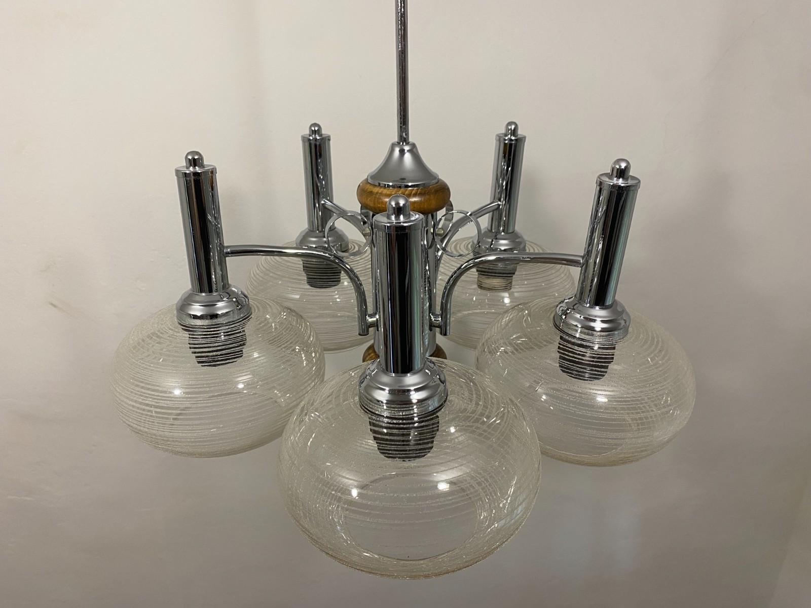 Vintage EMI Poljcane 5 Light Sputnik Chandelier 1980s Yugoslavia Space Age MCM