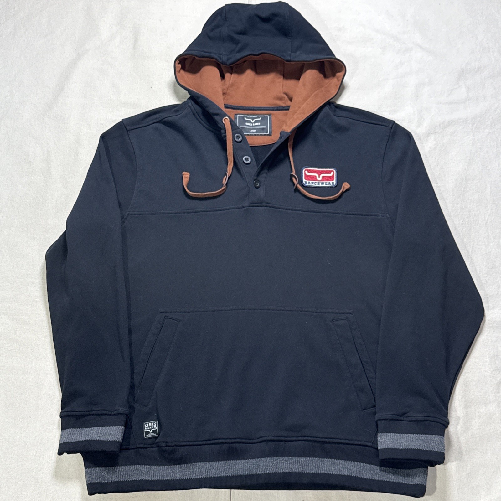 Kimes Ranch Hoodie Mens Large Logo Embroidery Pullover Pockets Kimes Ranch Hoodie Mens Large Logo Embroidery Pullover Pockets