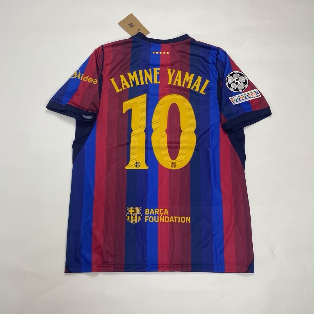 Yamal 10 Barcelona Blue Red Short Sleeve Kit Jersey