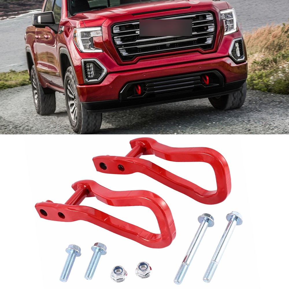 New Red Front Tow Recovery Hooks w/ Bolts For GMC Sierra 1500 2019-2026 84280203
