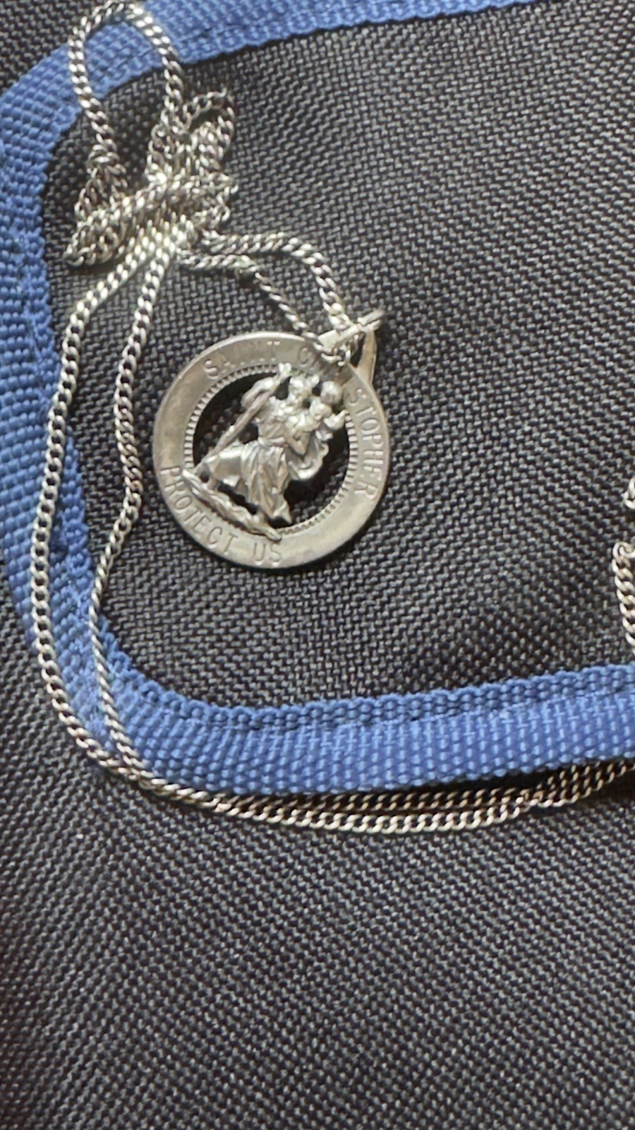 Sterling Silver St Christopher Protect Us Pendant Chain Necklace hallmarked