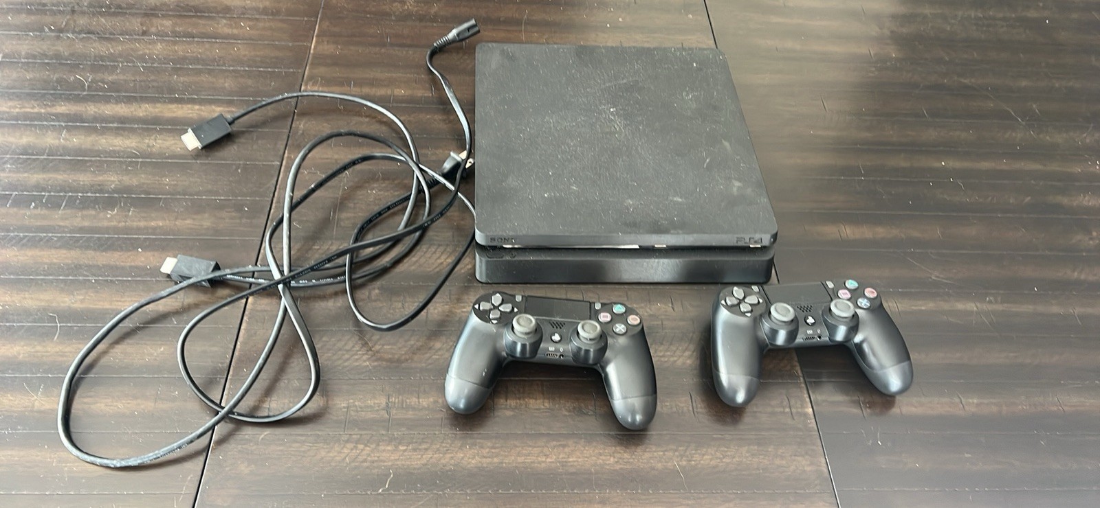 Sony PS 4 Slim 1TB Black PS4 Console CUH-2215B with Controllers + Cords Tested