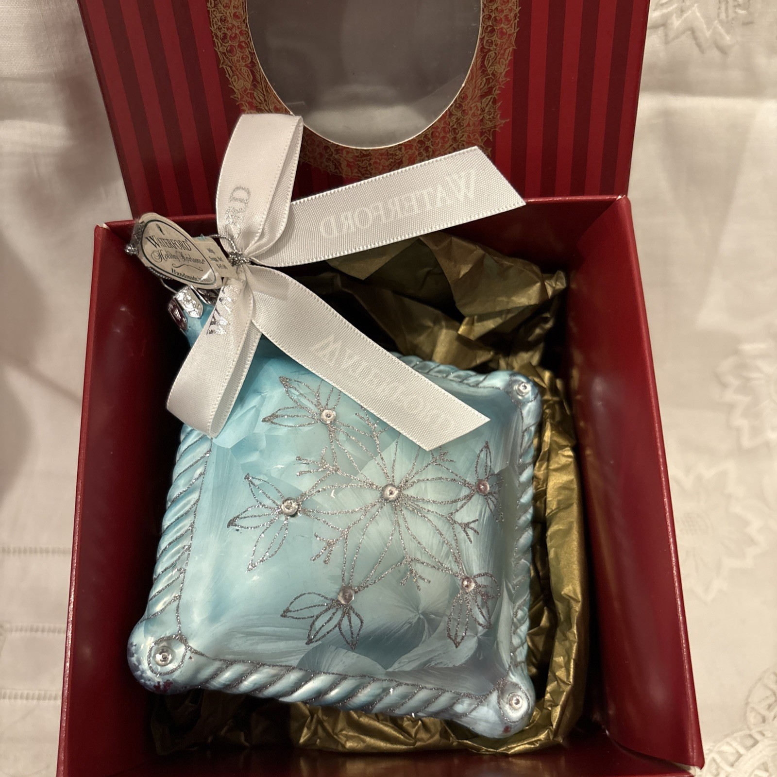 Waterford Holiday Heirloom Christmas Ornament Snow Crystal Large Square Pillow
