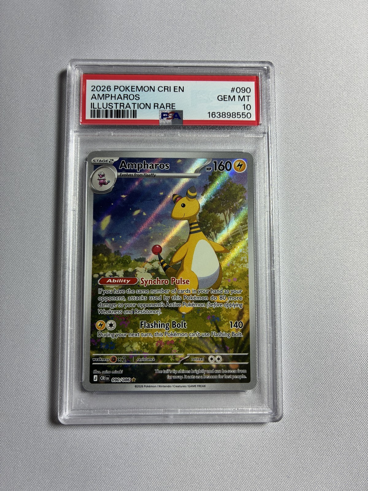 2026 Pokemon Chaos Rising 090/086 AMPHAROS Illustration Rare PSA 10 2026 Pokemon Chaos Rising 090/086 AMPHAROS Illustration Rare PSA 10