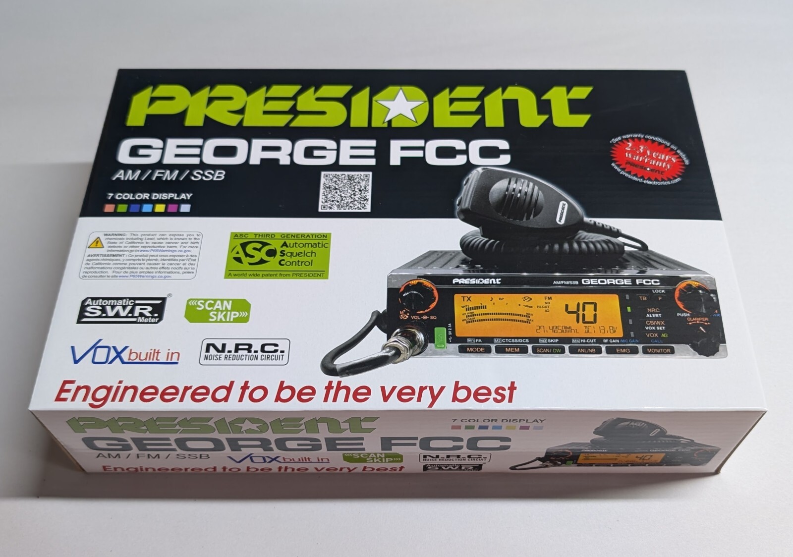 President George FCC 40 Channel 12V CB Radio AM/FM/SSB/PA Weather and CTCSS/DSC