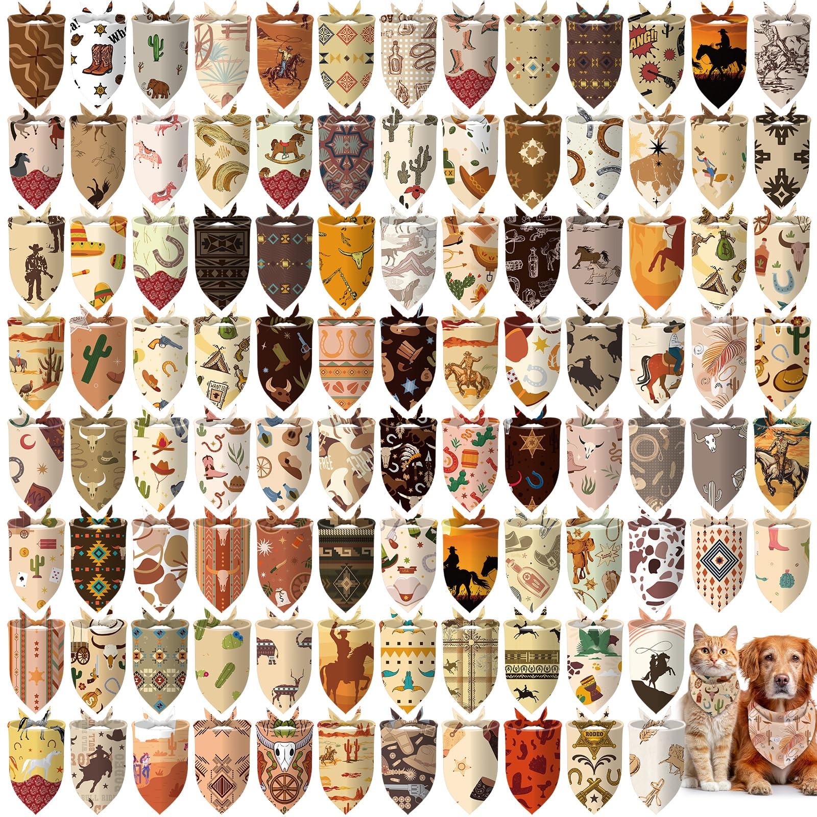 Huhumy 100 Pcs Cowboy Dog Bandanas Bulk Pet Bibs Colorful Large, Huhumy 100 Pcs Cowboy Dog Bandanas Bulk Pet Bibs Colorful Large,