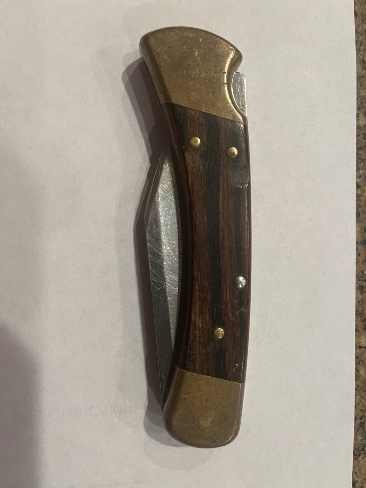 Vintage Buck 110C Folding Hunter Knife BUCK 110C USA Brass Wood Handle Vintage Buck 110C Folding Hunter Knife BUCK 110C USA Brass Wood Handle
