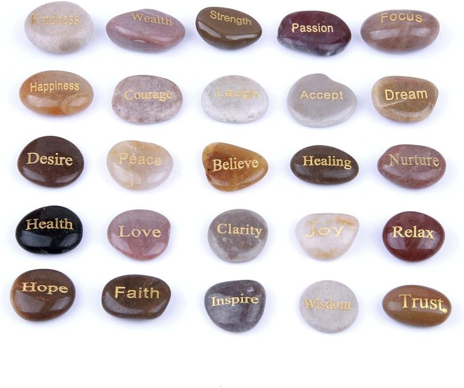 Engraved Inspirational Stones (25 Different Words)