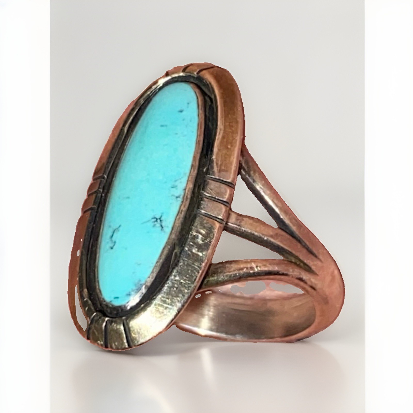 Vintage Native American Zuni Turquoise Cluster Ring Size 7 Navajo