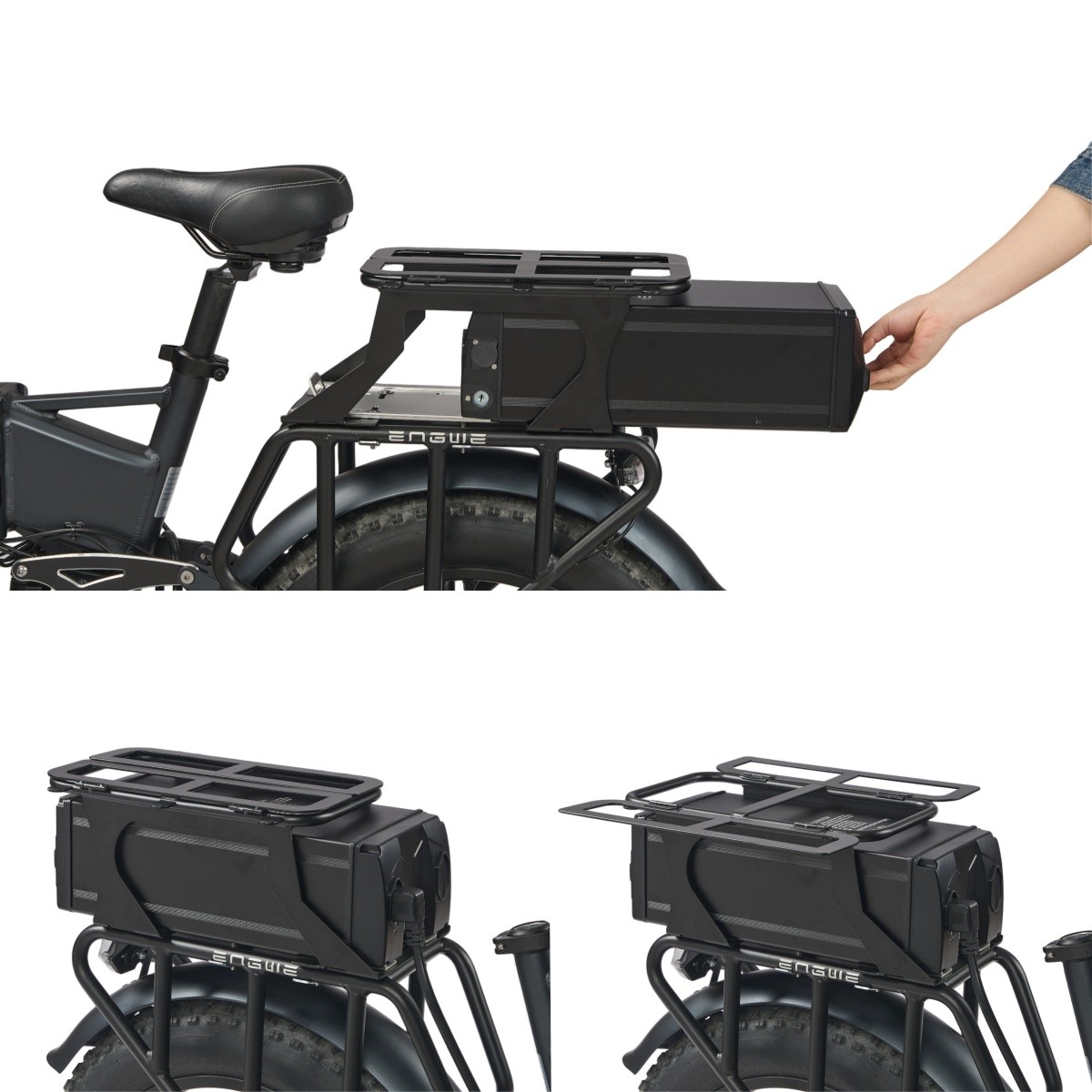 E-Bike Rear Rack Expandable Double Deck Battery Cargo Rack for Electric Bike