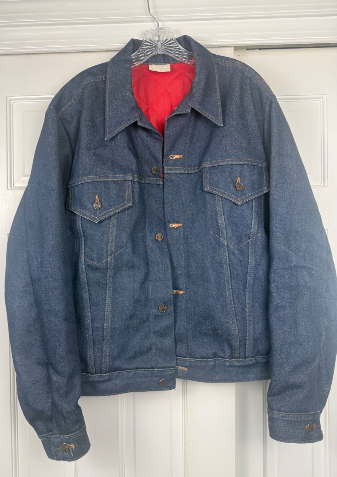 VTG 70\'S Mens JC Penney Super Denim Quilt Lined Jean Jacket Size 46 Biker Iconic