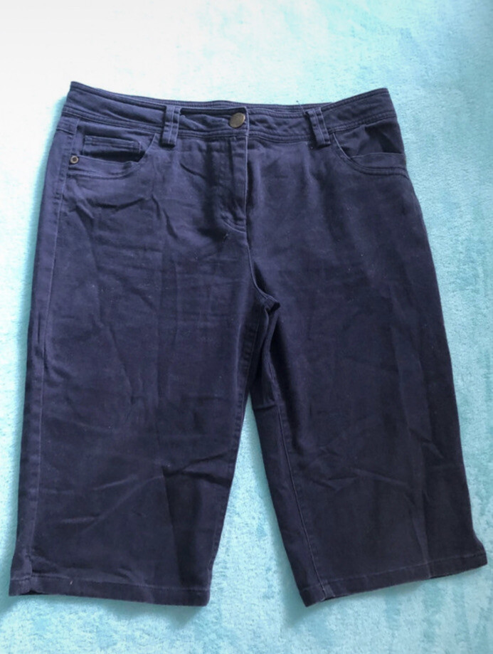 Rockmans Navy Denim City Shorts UK 10 Stretch Smart Casual