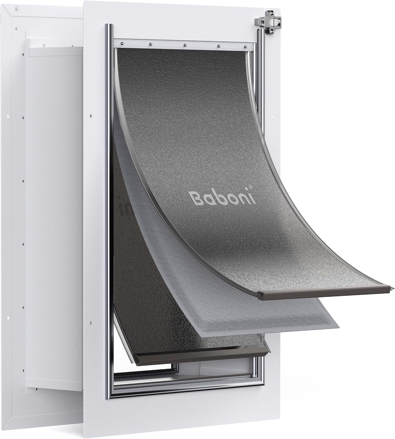 Baboni Pet Door for Wall Large White 3-Flap Telescoping Tunnel Dog Cat to 100 lb