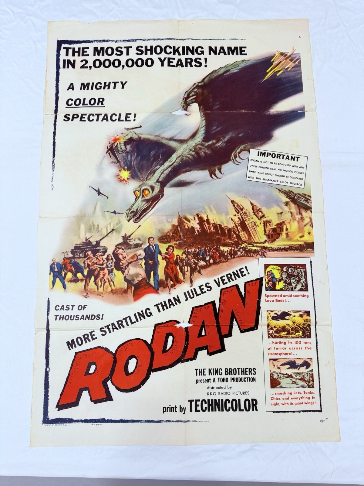 1957 Rodan Original 27x41 Movie Poster Kaiju Monster Cult Classic Horror 1957 Rodan Original 27x41 Movie Poster Kaiju Monster Cult Classic Horror