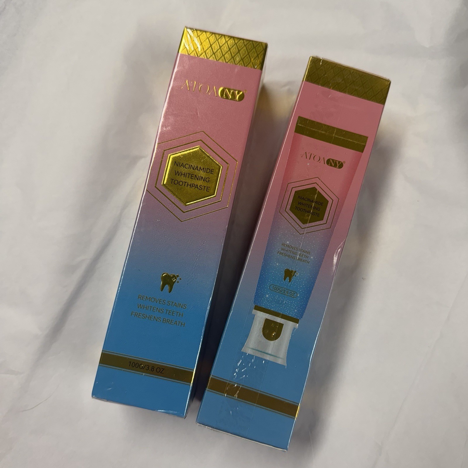 2Pcs 100g Niacinamide Intensive Whitening Toothpaste Fresh Breath Teeth Cleaning
