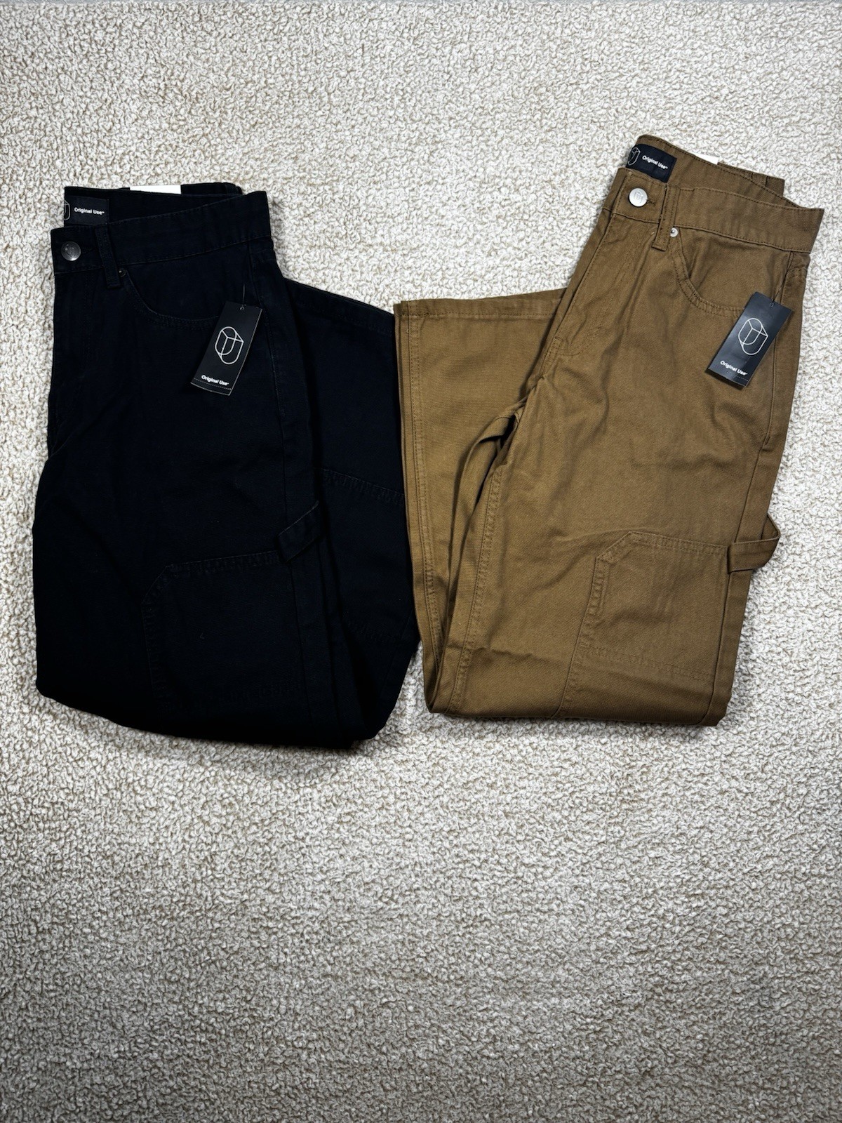NEW Original Use Lot Of 2 Carpenter Pants 34x30 Black & Brown Relaxed Fit 