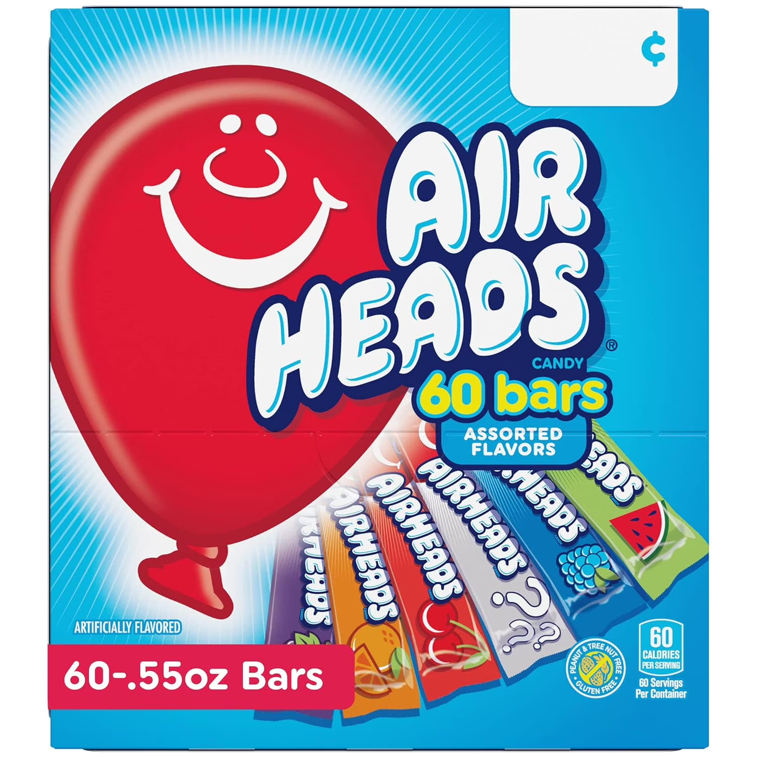 Airheads Peanut-Free Full-Size Chewy Candy Bars, Assorted Fruit Flavor 60 Count Airheads Peanut-Free Full-Size Chewy Candy Bars, Assorted Fruit Flavor 60 Count