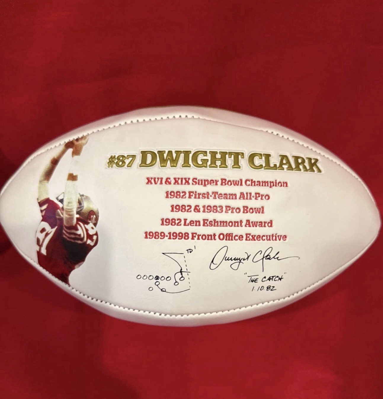 Dwight Clark San Francisco 49ers “The Catch” with Play Sketch Football