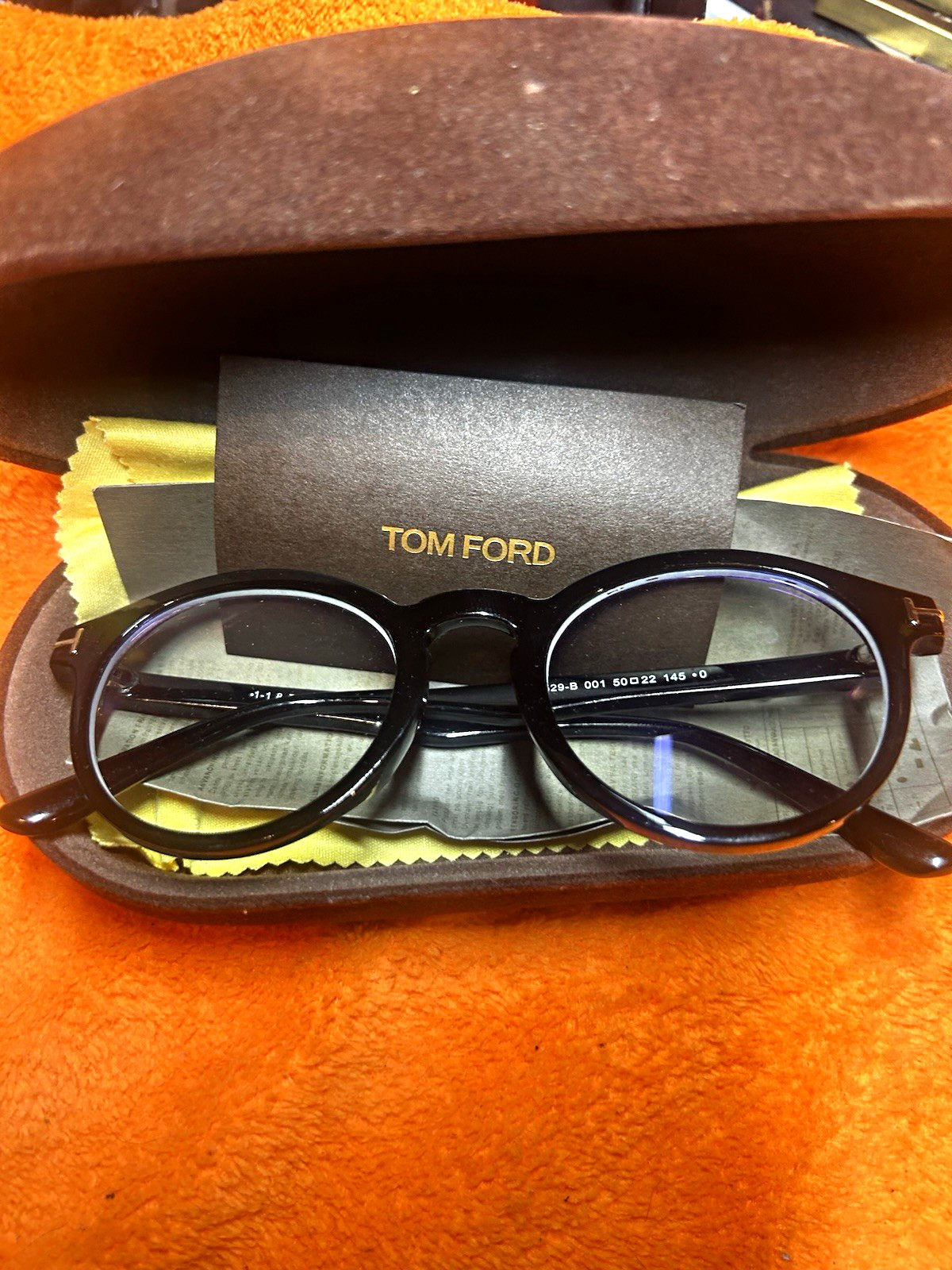 Tom Ford TF5529-B 001 Black Round Full Rim Eyeglasses Frames 50-22-145