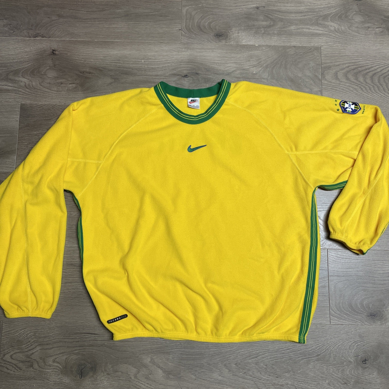 Vintage Nike Brazil Soccer Pull Over Fleece Center Swoosh Therma-Fit Size XL Vintage Nike Brazil Soccer Pull Over Fleece Center Swoosh Therma-Fit Size XL
