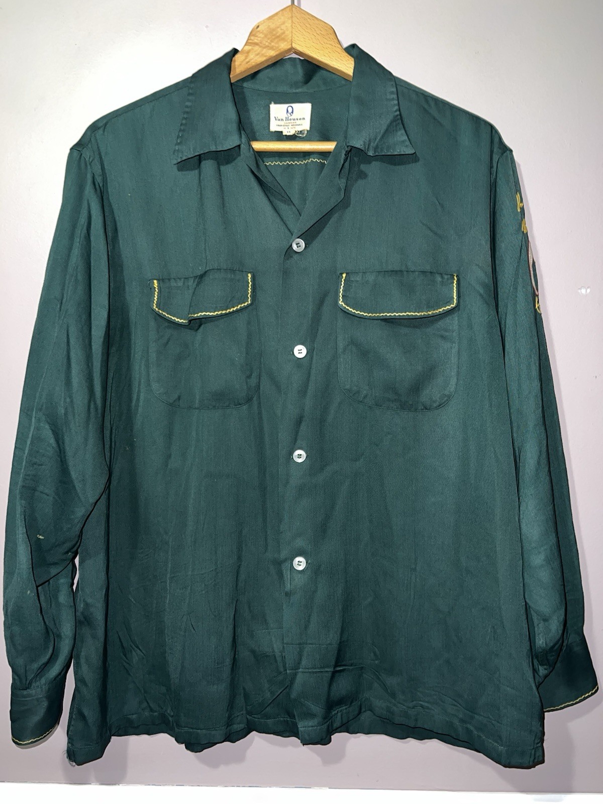 VINTAGE 1950\'s VAN HAUSEN VANGAB GABERDINE SHRINERS CHAIN STITCHED SHIRT WOW
