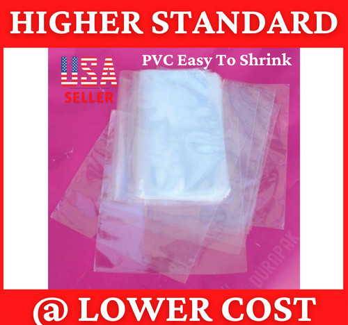 PVC Heat Shrink  Flat Bags 100 Gauge Clear Film Packaging Bulk 500-3000pcs