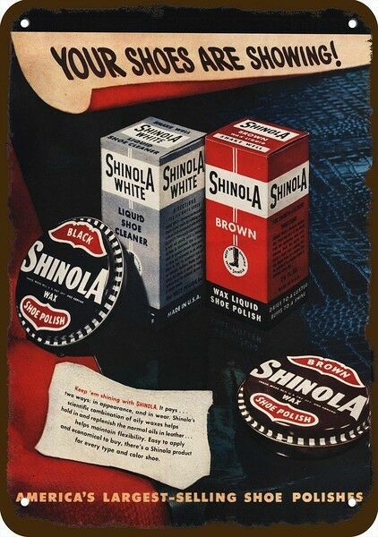 1948 SHINOLA SHOE POLISH WAX Vintage Look *** DECORATIVE REPLICA METAL SIGN ***