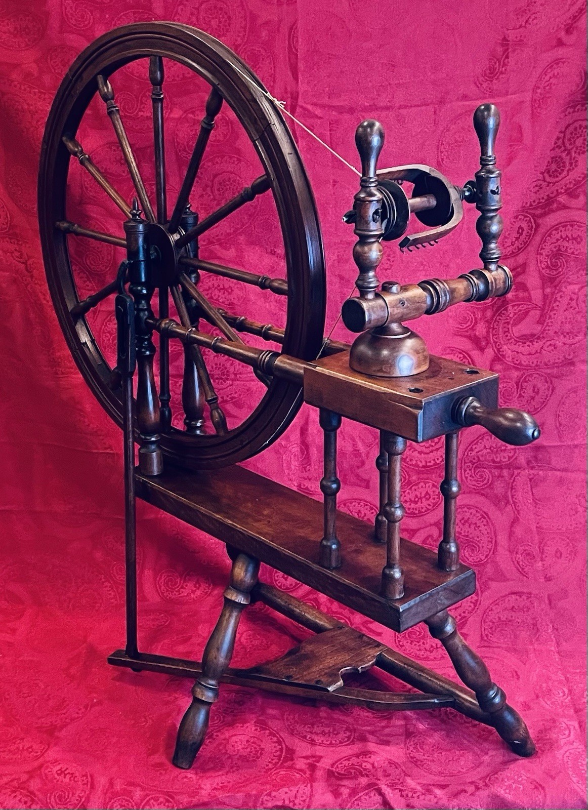 Antique c1820-1850 Saxony Double Drive Spinning Wheel 24\