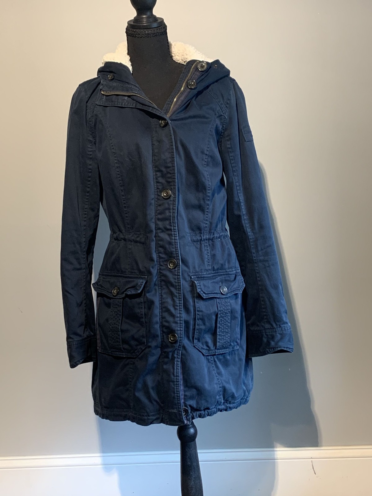 Abercrombie and Fitch Women\'s Vintage 90s Navy Blue Full Zip Jacket Size Large