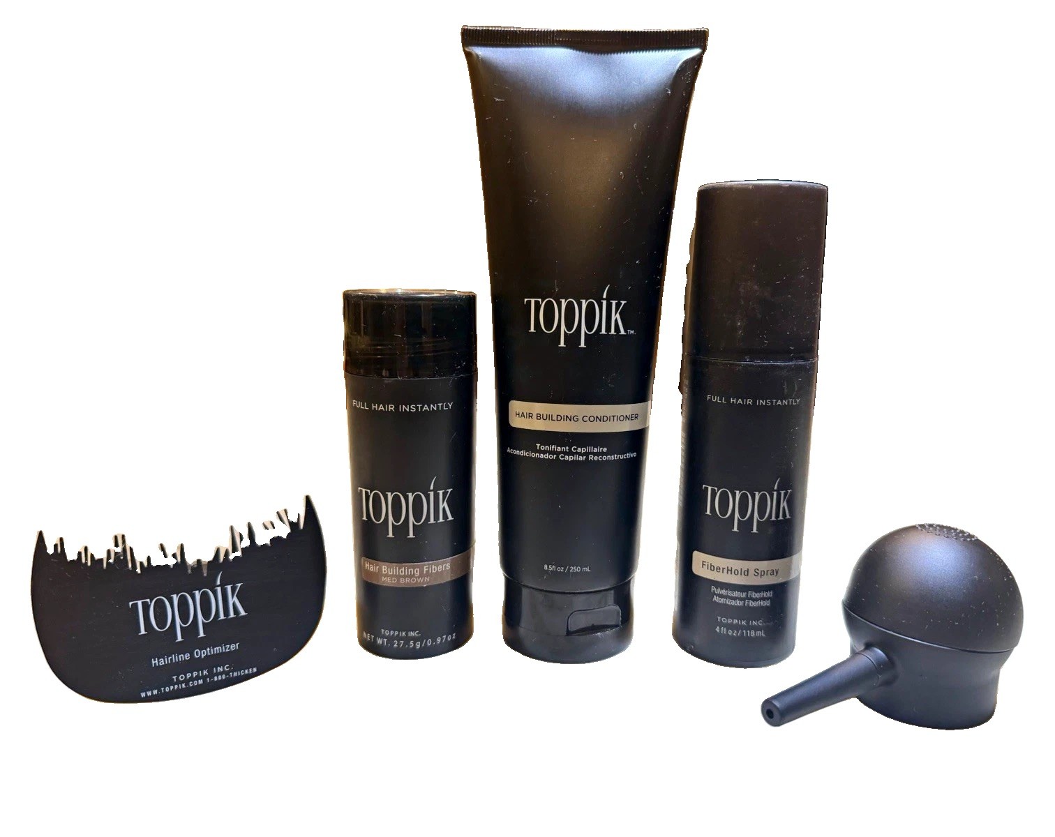 Toppik Hair Building Fibers Medium Brown Set/Kit w/ FiberHold Spray 8.5 fl oz Toppik Hair Building Fibers Medium Brown Set/Kit w/ FiberHold Spray 8.5 fl oz