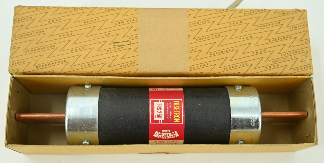 Vintage NOS FUSETRON FRS-250 Dual Element BUSSMANN Fuse 250 Amps, 600 Volts