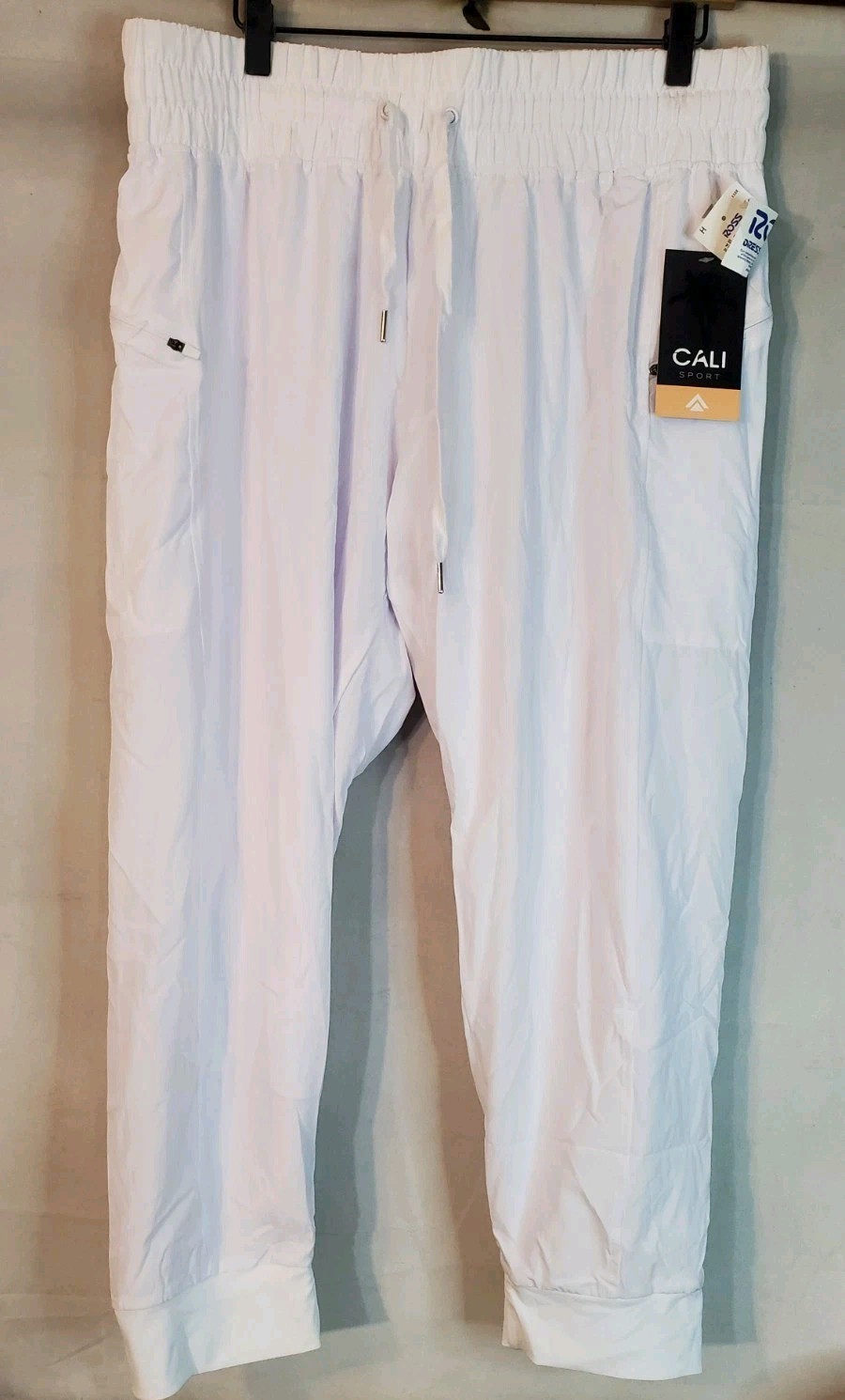 Cali Sport Women’s White Size XL Elastic Waist Pockets Activewear Joggers