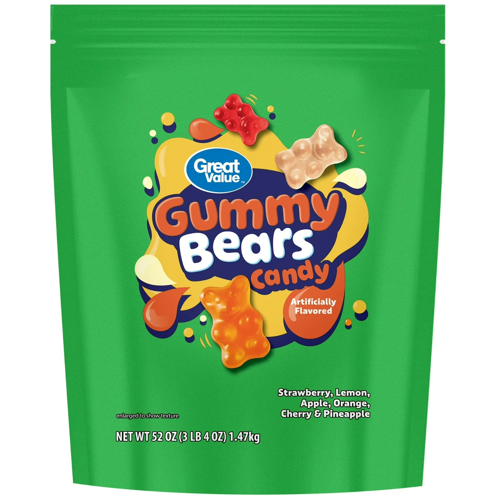 Great Value Gummy Bears Candy, 52 oz Bag