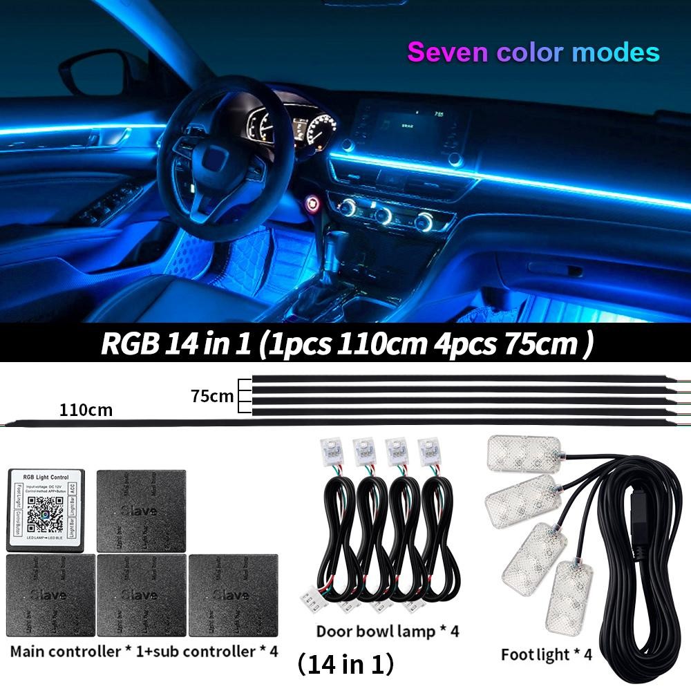 6/10/14 in 1 LED Car Ambient Lights Rgb 213 64 Color Acrylic Strips Symphony