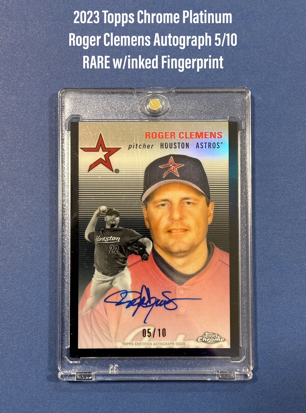 RARE 2023 Topps Chrome Platinum Roger Clemens Auto Black  5/10 Inch Epic Card