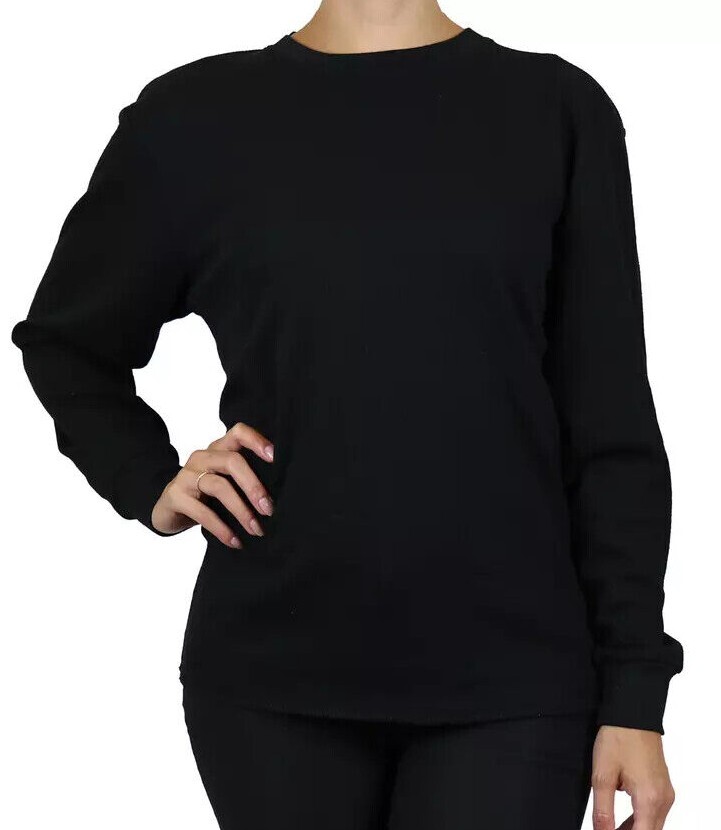 Women's Crew Neck Waffle-Knit Long Sleeve Thermal Shirt ( Size S-2XL ) BRAND NEW