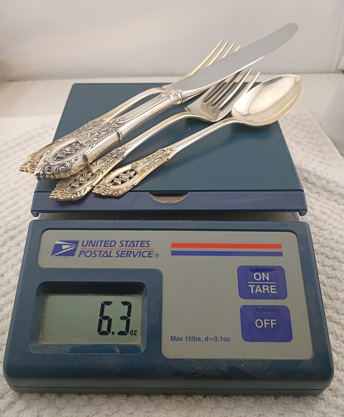 1934 Wallace Sterling Silver Rose Point 4 Piece Place Setting 178 Grams 1934 Wallace Sterling Silver Rose Point 4 Piece Place Setting 178 Grams