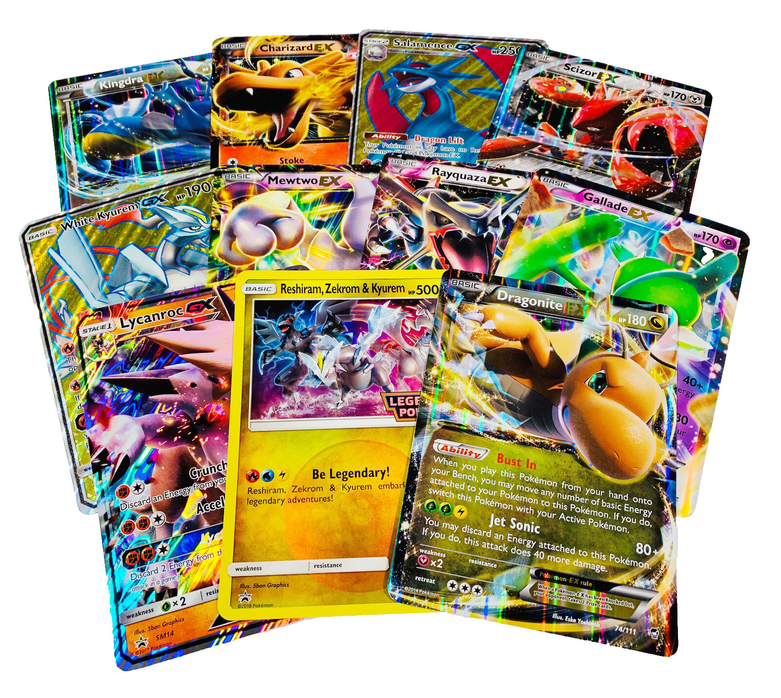 5 OVERSIZED JUMBO POKEMON CARDS IN TOP LOADERS EX GX V VMax Legendary Full Art