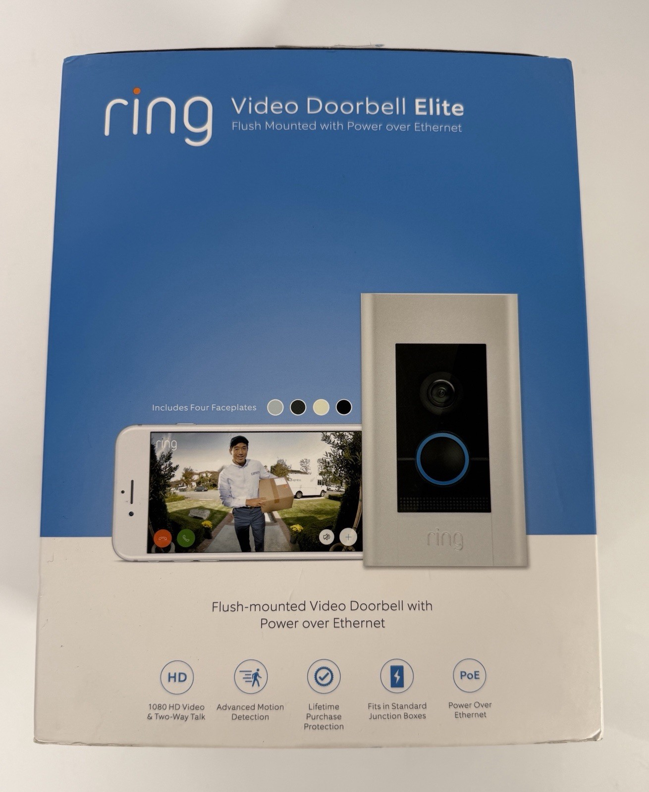 Ring Video Doorbell Elite PoE HD Smart Security Camera Flush Mount New Open Box