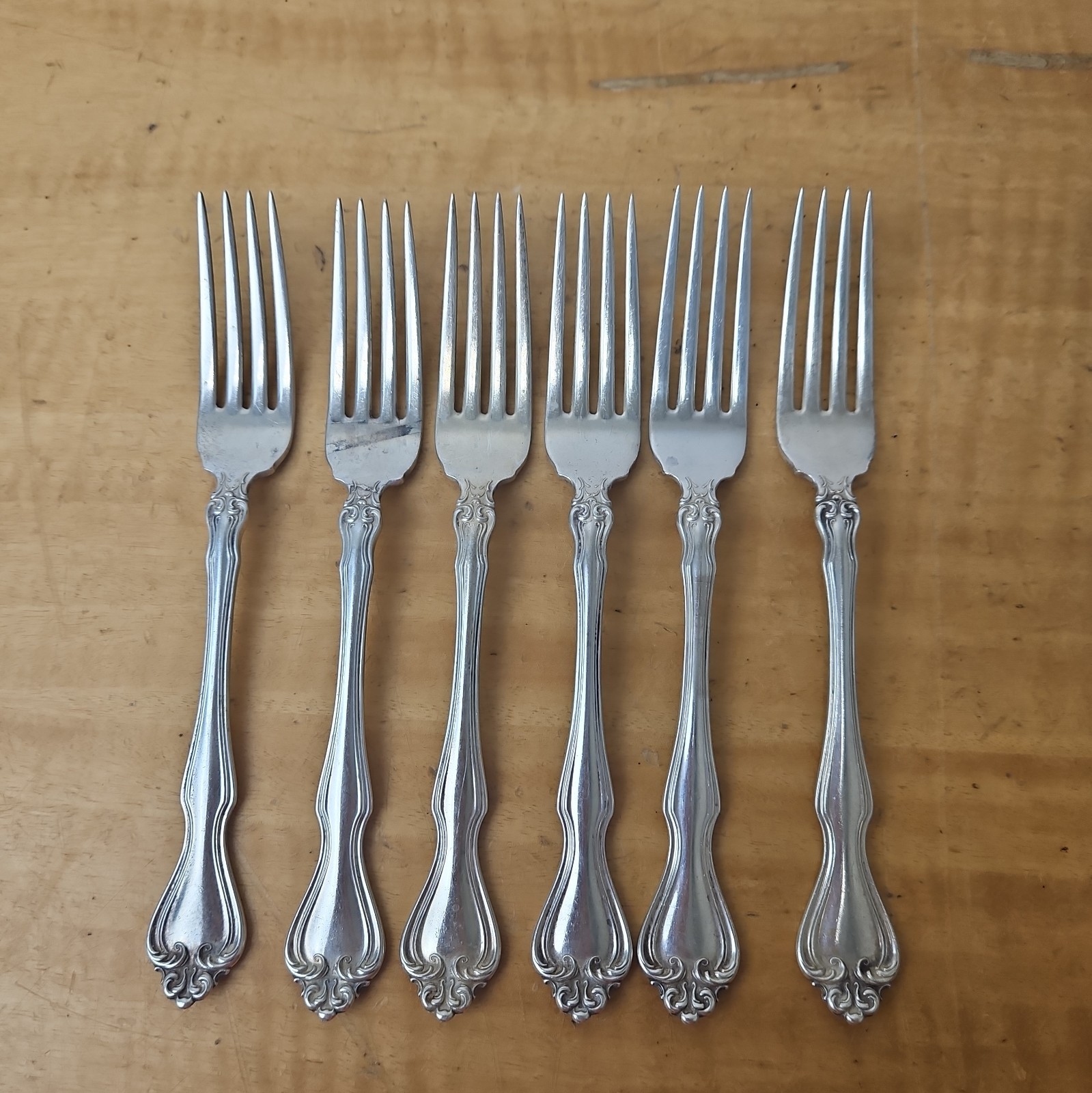 Set of 6 Westmorland Sterling Silver DINNER FORKS George and Martha  7 1/4\