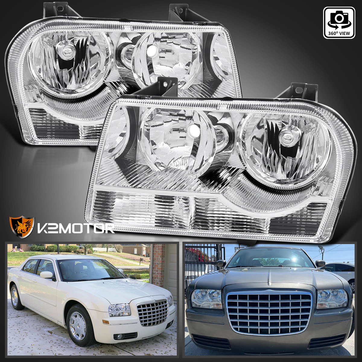 Fits 2005-2010 Chrysler 300 Replacement Headlights Halogen Lamp Left+Right 05-10 Fits 2005-2010 Chrysler 300 Replacement Headlights Halogen Lamp Left+Right 05-10